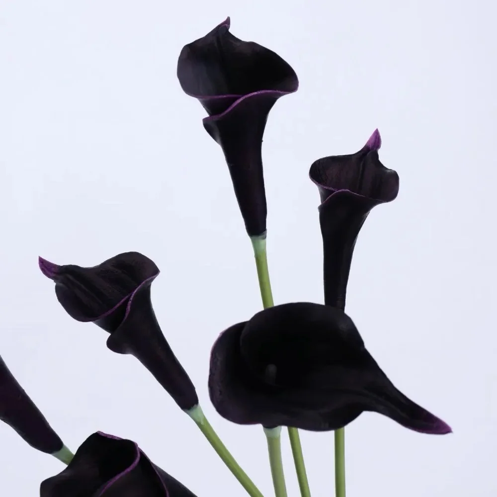 Bundle Of 3 Real Touch Faux Calla Lily Stem –Dark Purple 20.9″ Amoria Bloom